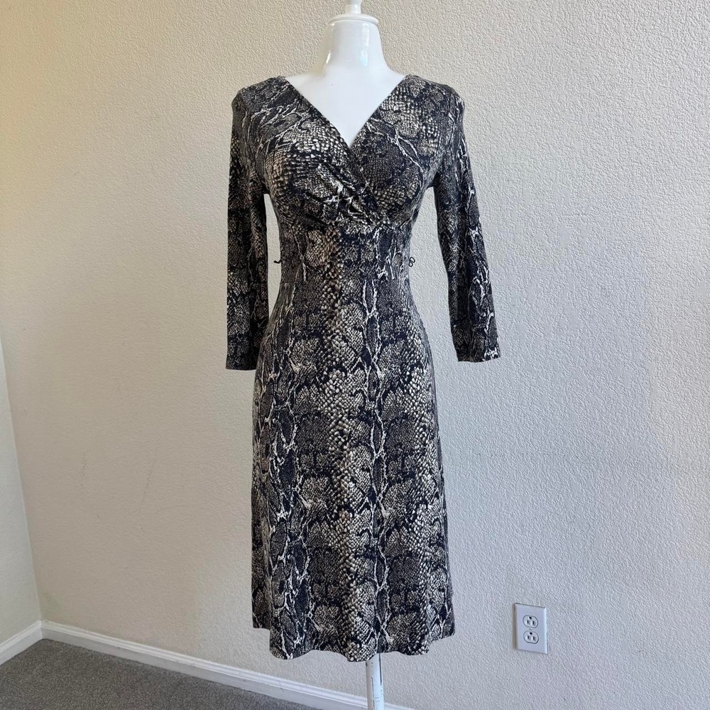 Talbots snake print midi dress with 3/4 sleeves size S